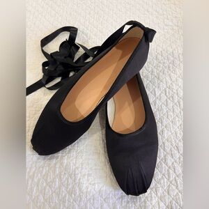 J Crew Black Pleated Satin Ballet Flats 7
